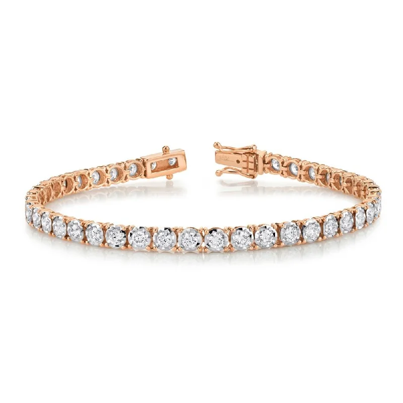 Trendy Beaded Bracelet with Boho Charms-14KT GOLD 3 CARAT DIAMOND TENNIS BRACELET