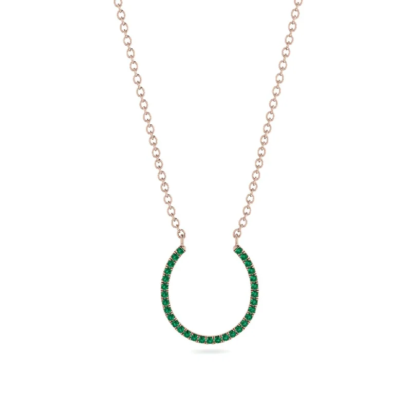 Simple Diamond Necklace for Bridesmaids-Horseshoe Emerald Necklace - Amira No. 5