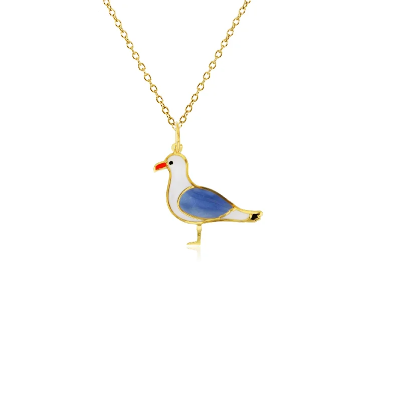 Classic Ruby Necklace for Formal Wear-Yellow Gold Seagull Fancy Necklace (14K)