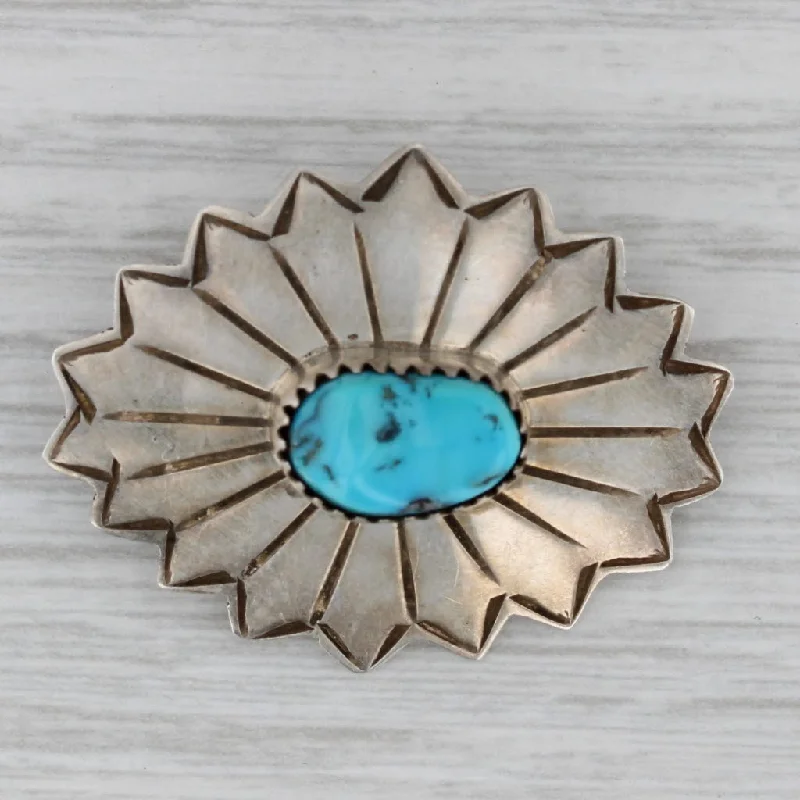 Modern Art Brooch-Vintage Turquoise Brooch Lowe Sterling Silver Southwestern Pin