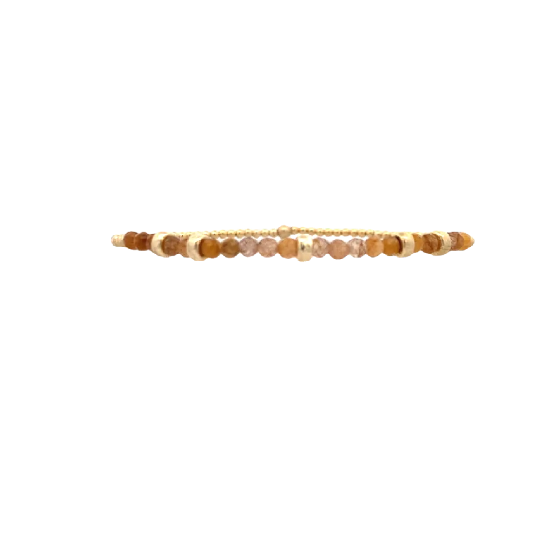 Trendy Crystal Bracelet with Multiple Charms-2mm Citrine and Rondelle Stretch Bracelet in Yellow Gold by Karen Lazar