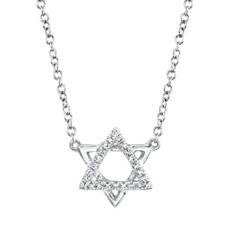 Personalized Birthstone Necklace for Grandmothers-Star Of David Diamond Pave Necklace