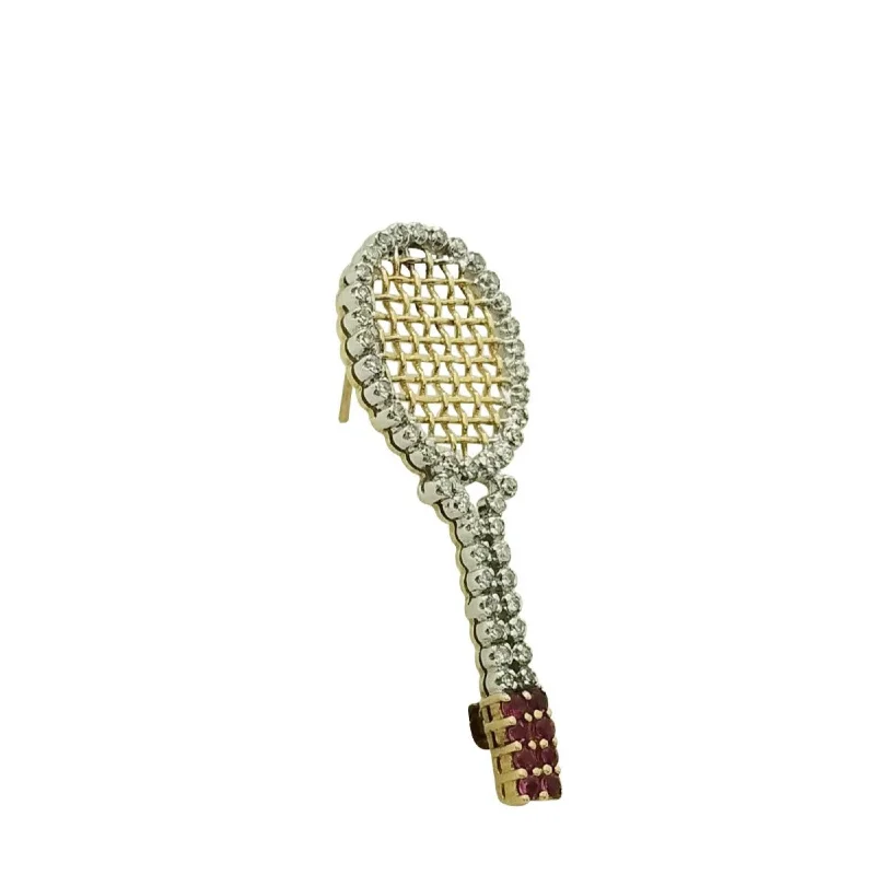 Brooch With Precious Gems-Tennis Racket Brooch