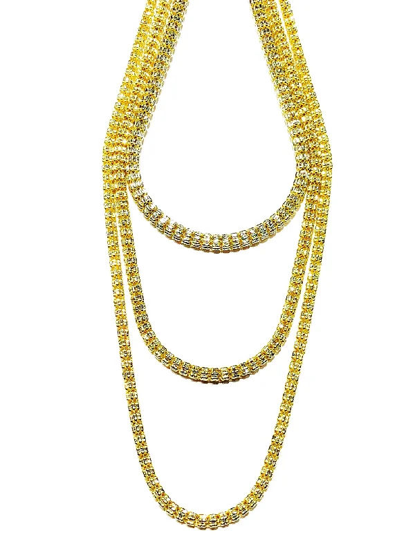 Sparkling Teardrop Necklace for Evening Out-Two-Tone Hollow Diamond-Cut Popcorn Chain (14K/10K)