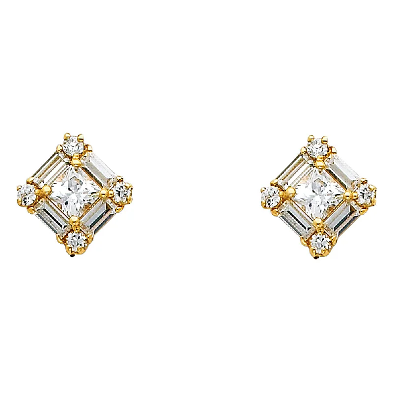 Custom Gold Earrings-14KY CZ Earrings