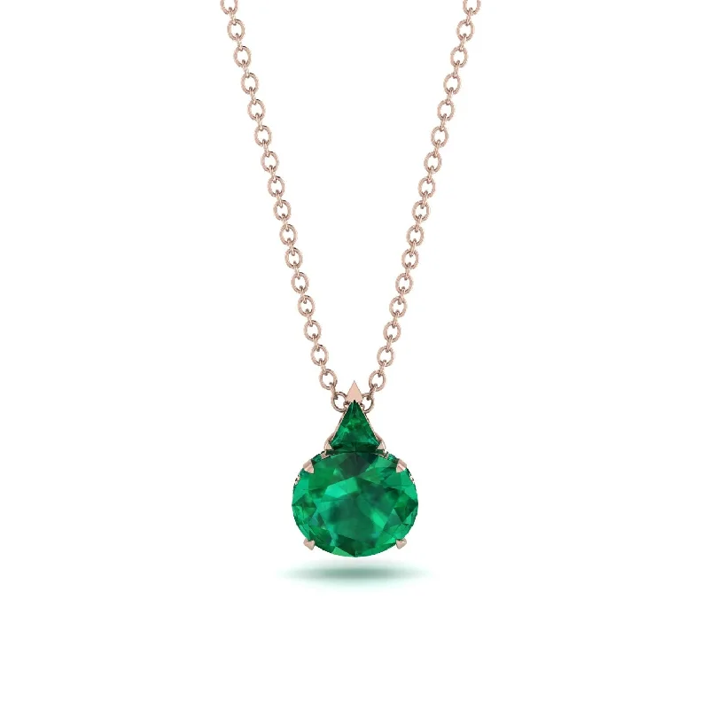 Trendy Pendant Necklace for Casual Look-Hidden Halo Emerald Necklace - Rosalie No. 20