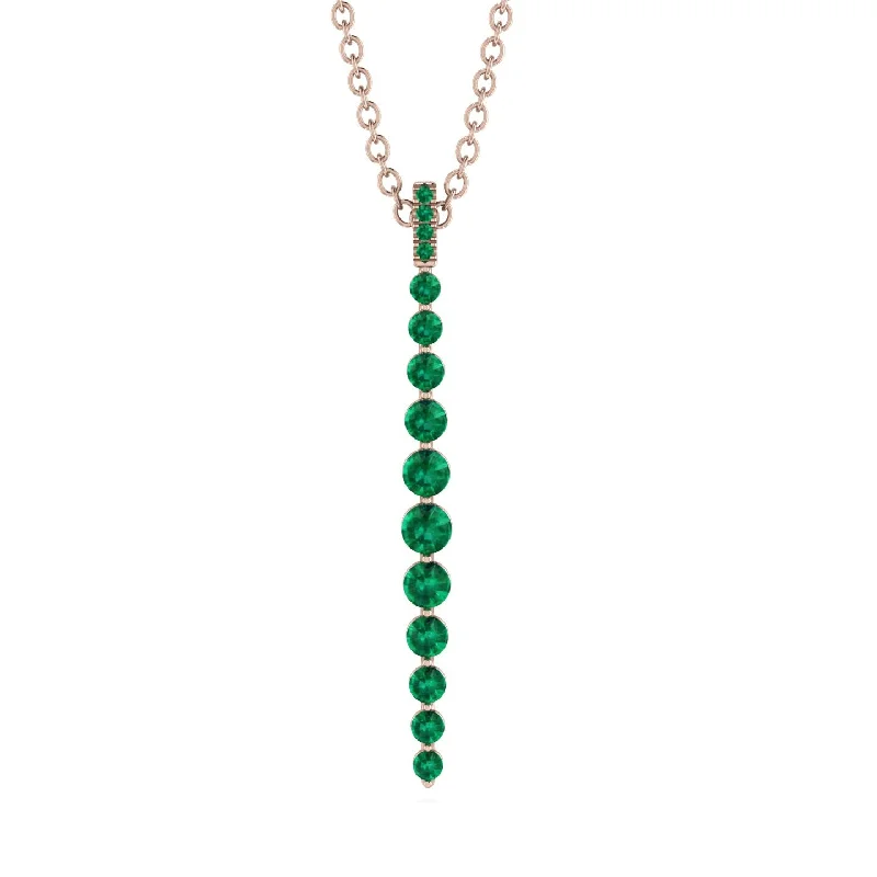 Minimalist Pearl Necklace with Gold Chain-Tie Necklace Row Emerald - Paris No. 5