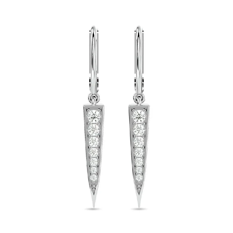 Statement Earrings with Gems-Diamond Fashion Earrings 1/6 ct tw in 10K White Gold