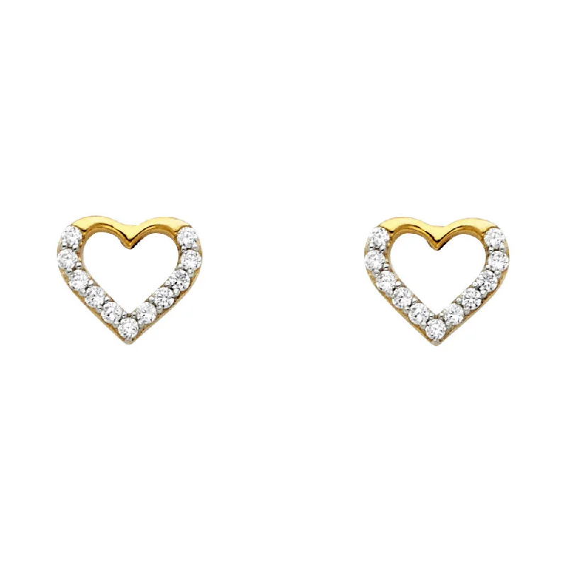 Diamond Drop Earrings for Women-14KY CZ Heart Post Earrings