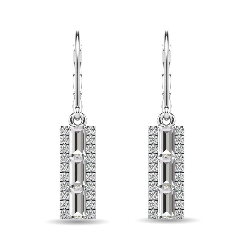 Silver Chandelier Earrings-Diamond 1/2 Ct.Tw. Bar Earrings in 14K White Gold