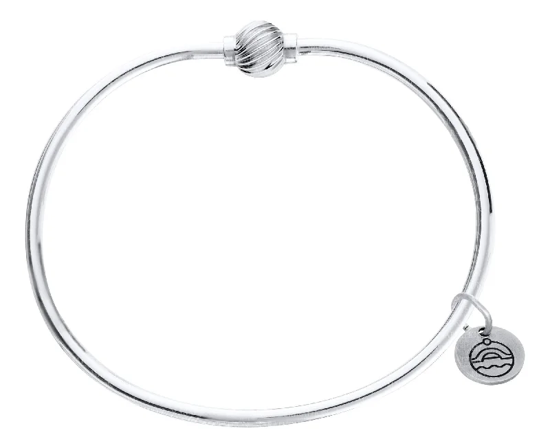 Trendy Gold Bracelet with Custom Engraving-Authentic Cape Cod Bracelet made by Lestage - Sterling Silver w/ Swirl Ball