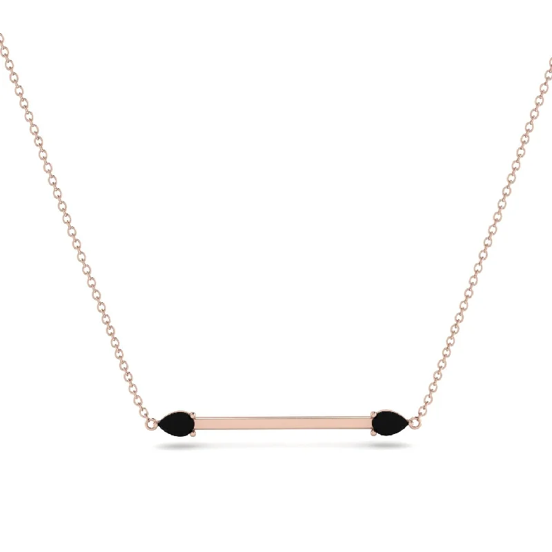 Simple Necklace with Gold Pendant for Brides-Minimalist Pear Black Diamond Necklace - Melissa No. 8