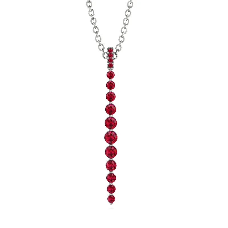 Fashionable Silver Necklace for Formal Events-Tie Necklace Row Ruby - Paris No. 12