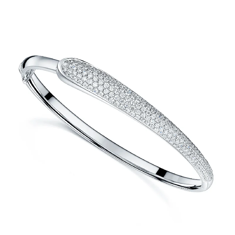 Trendy Silver Bangles with Freshwater Pearls-Ember Collection 18ct White Gold Pave Diamond Set Bangle