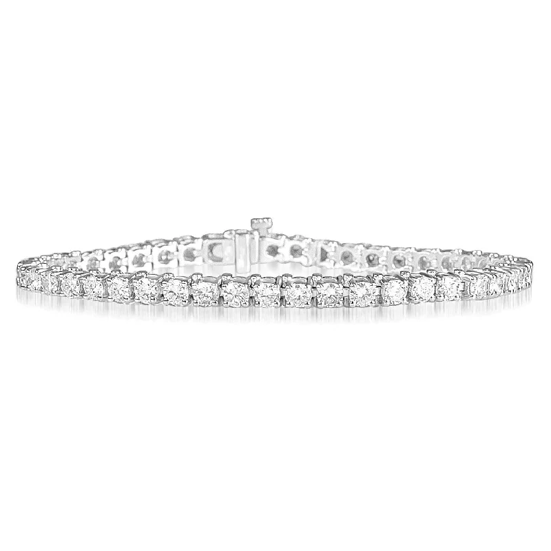 Trendy Crystal Bracelet for Everyday Wear-14KT GOLD 6 CARAT ROUND DIAMOND TENNIS BRACELET