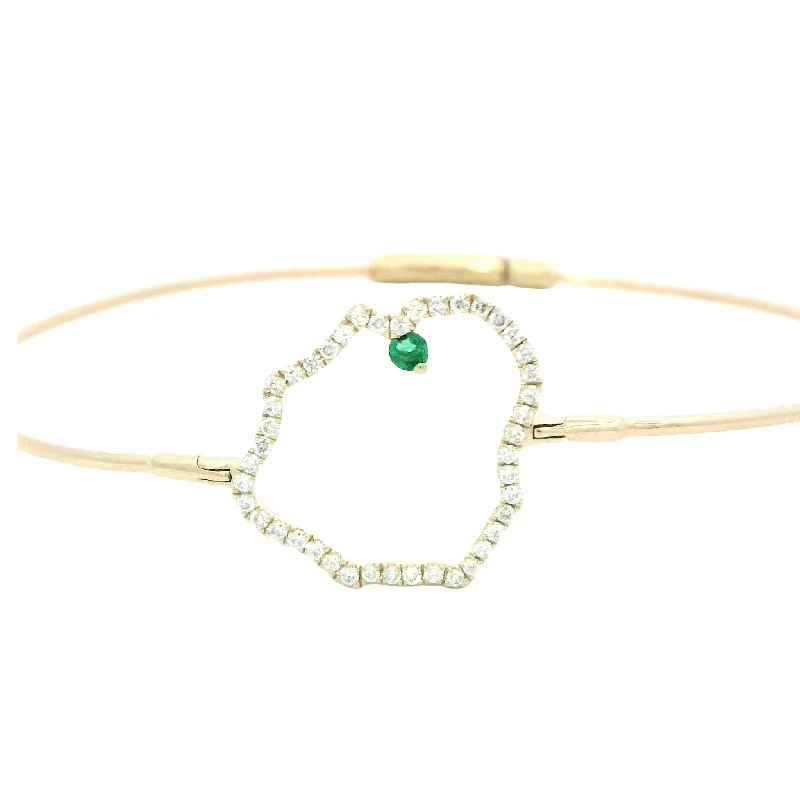 Simple Silver Bracelet with Engraved Birthstones-Kauai Outline Bracelet in Yellow Gold