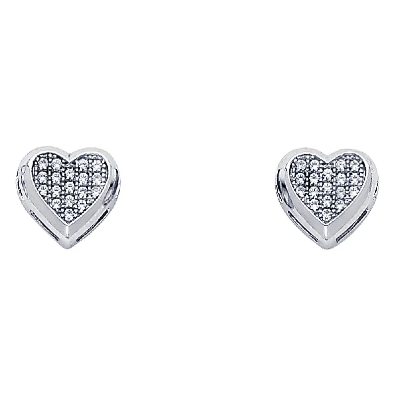 Trendy Long Drop Earrings-14KY Heart CZ Earrings