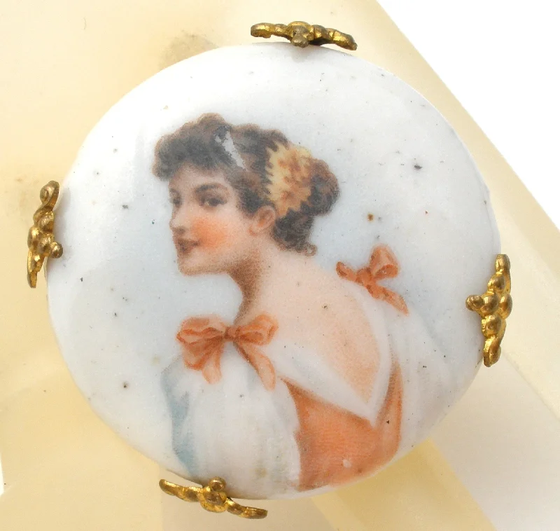 Colorful Enamel Brooch-Victorian Lady Portrait Brooch Pin