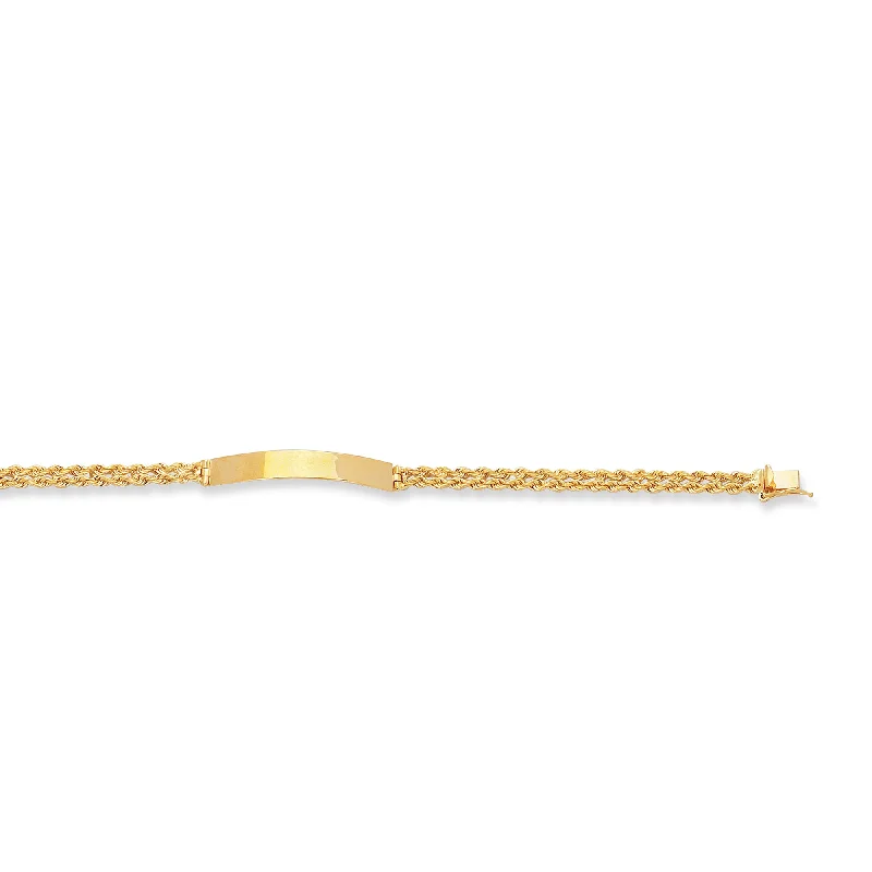 Personalized Gold Bracelet with Wedding Date-14K Gold Rope Chain with ID Bracelet